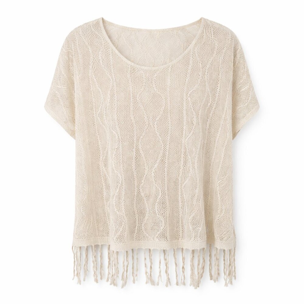 Kerisma Cream Color Crochet Cover Up Top One Size